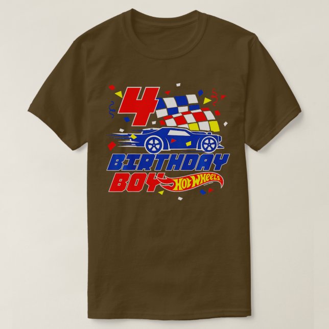 Barn Hett Hjul 4 Birthday Boy T Shirt (Design framsida)