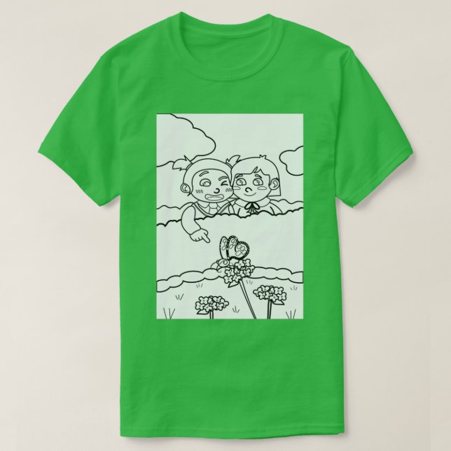 Barn hittar en fjäril som färgar Bokar Styl T Shirt (Design framsida)