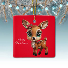 Barn hjort, kalv, dovvilt 🦌 🎄Sött God Jul Julgransprydnad Keramik