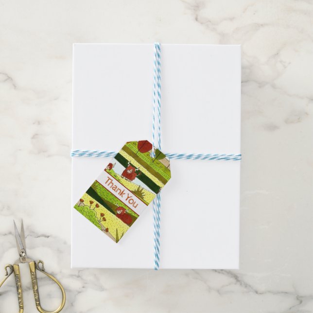 Barn Höglandskor Farm Födselsdag Presentetikett (Med Snöre)