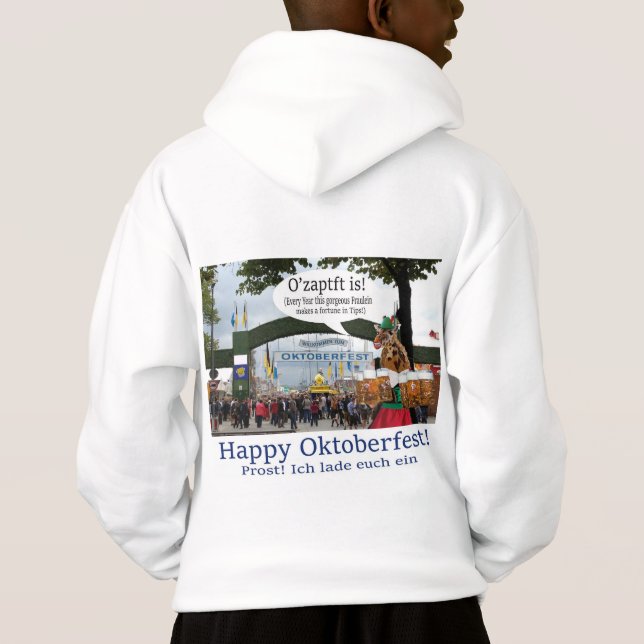 Barn hoodie. Lycklig Oktoberfest! T Shirt (Baksida)