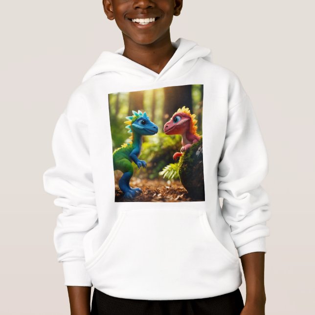 Barn hoodie med dinosaur bild. t shirt (Framsida)