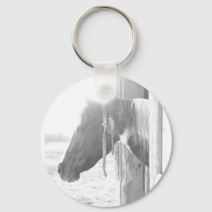 Barn Horse/Black and White Photography Nyckelring