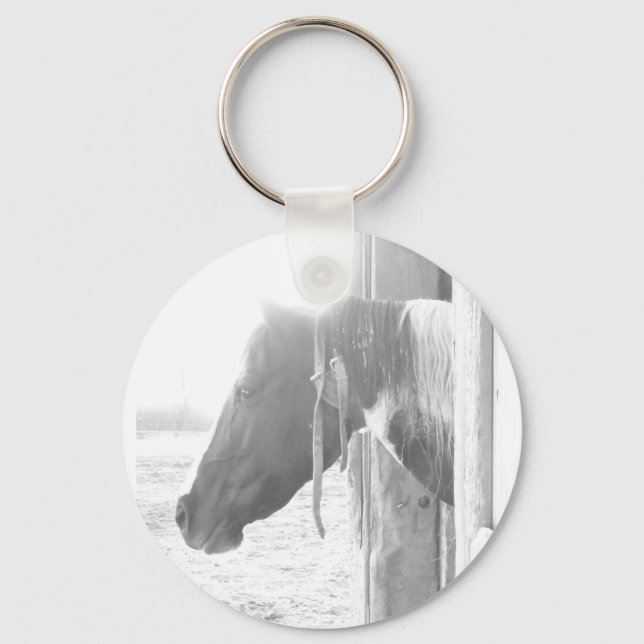 Barn Horse/Black and White Photography Nyckelring (Framsida)