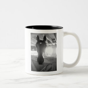 Barn Horse/Black and White Photography Två-Tonad Mugg