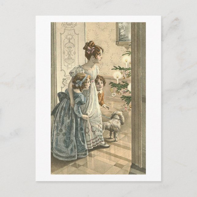 Barn, Hund Tittar i Träd Vykort (Framsida)