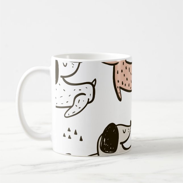 Barn hundar, hand plockade, trendig mönster. kaffemugg (Vänster)