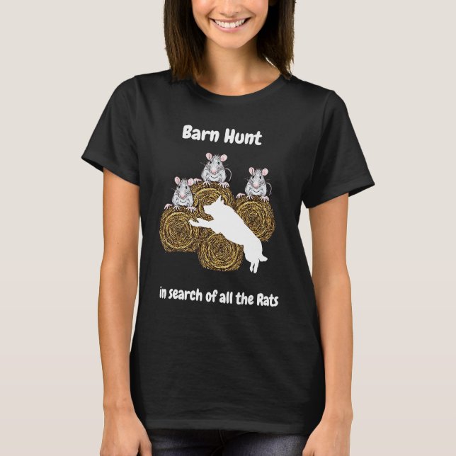 Barn Hunt  in search of rats white German Shepherd T Shirt (Framsida)