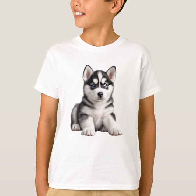 Barn Husky Puppy T-Shirt (Framsida)