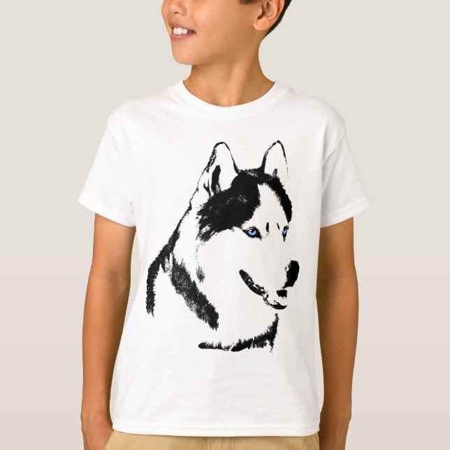 Barn Husky T-Shirt Ekologisk Slädhund Barn Tröja (Framsida)