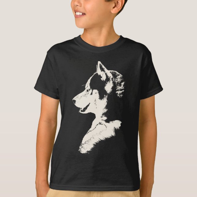 Barn Husky T-Shirt Organic Sled Hund Kids Shirt (Framsida)