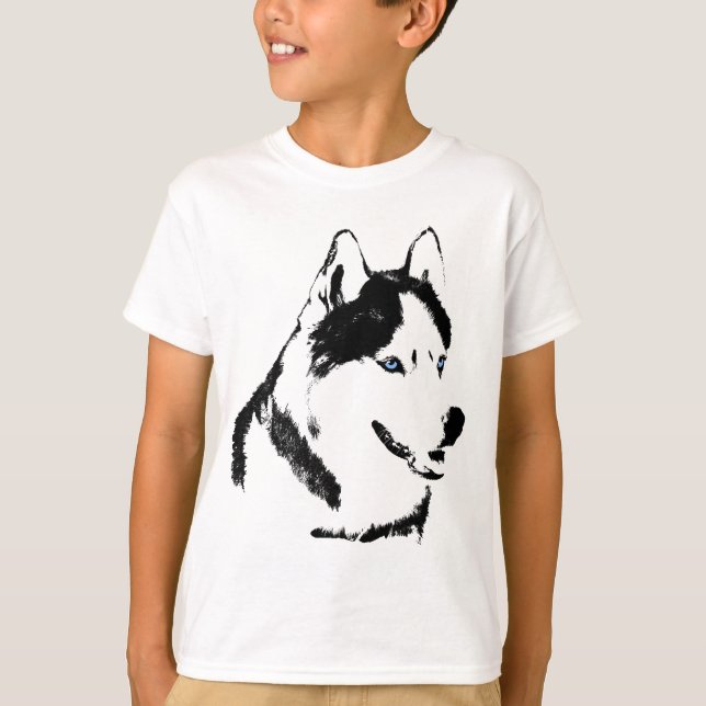 Barn Husky T-Shirt Sled Hund Kids Husky Shirt (Framsida)