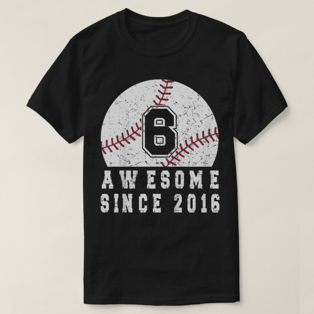 Barn i 6e, födelsedagen Baseball Boy, född 2016 Ba T Shirt (Design framsida)