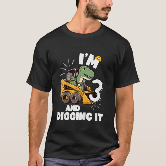 Barn I är 3 och Gräver det 3: e födelsedagen Dinos T Shirt (Framsida)