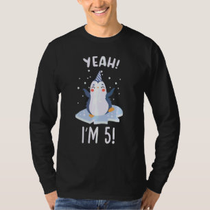 Barn I är 5 Penguin fem år gammal femte födelsedag T Shirt