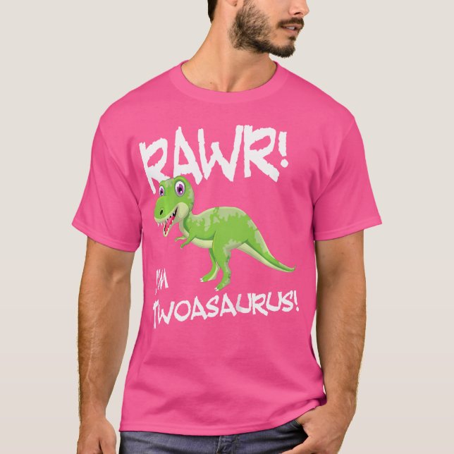Barn I är två Twoasaurus 2:e födelsedagsdosinosaur T Shirt (Framsida)