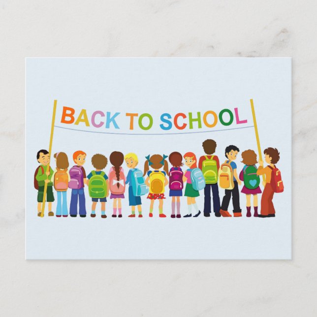 Barn i back to school vykort (Framsida)