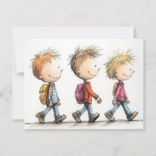 Barn i back to school vykort