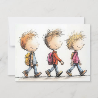 Barn i back to school vykort