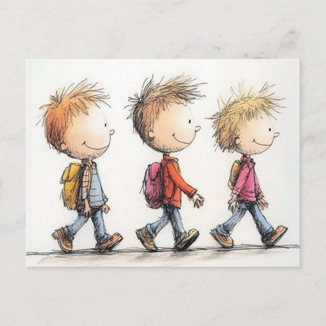 Barn i back to school vykort (Framsida)