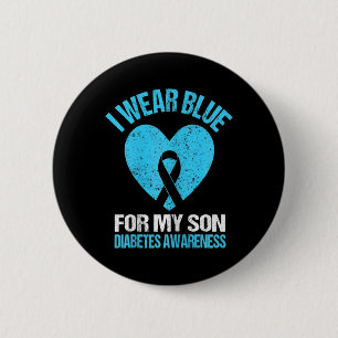 Barn I Bära Blue för Min son Diabetes Awareness Mo Knapp