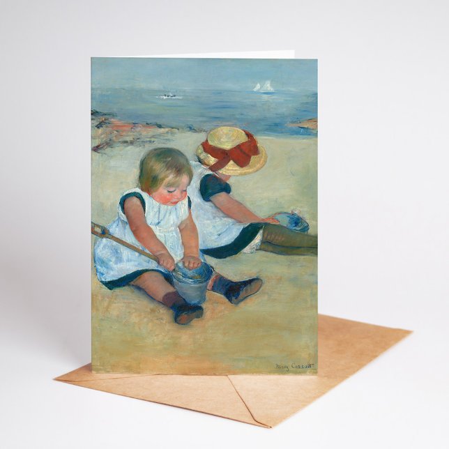 Barn i Beach | Mary Cassatt Kort (Skapare uppladdad)