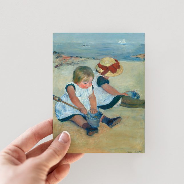 Barn i Beach | Mary Cassatt vykort (Skapare uppladdad)