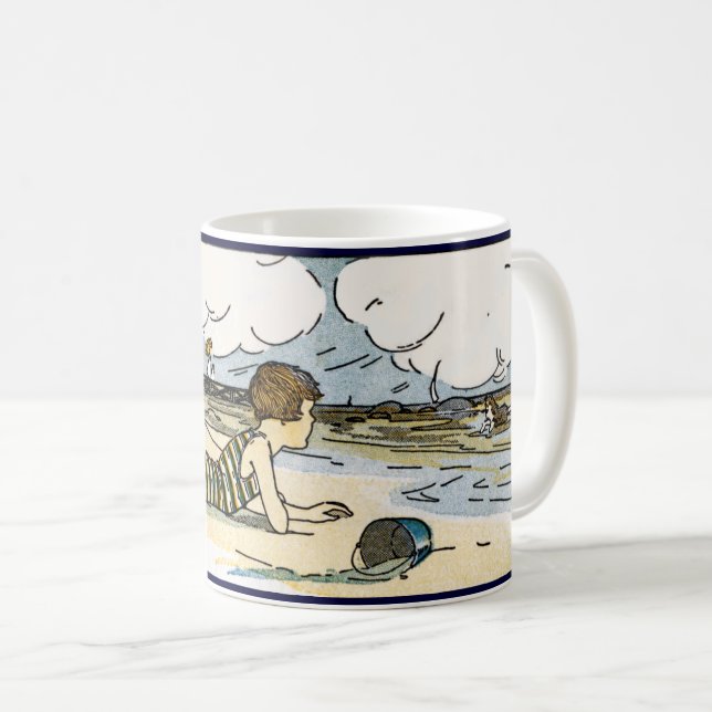 Barn i Beach Vintage Art Kaffemugg (Framsida höger)