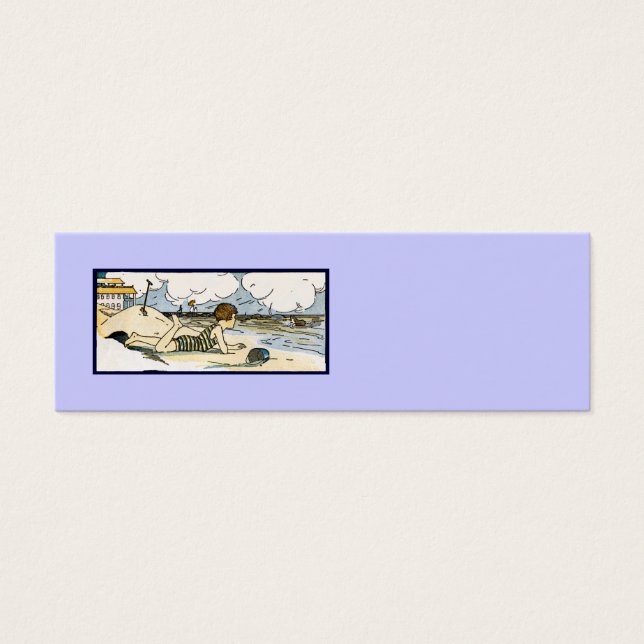 Barn i Beach Vintage Art Litet Visitkort (Framsidan)