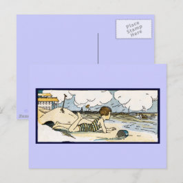 Barn i Beach Vintage Art Vykort