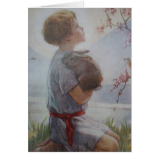 Barn i bönkort hälsningskort