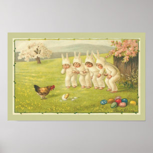 Barn i Bunny Kostym Påsk Poster