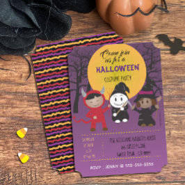 Barn i Costume Halloween fest Lila-inbjudan Inbjudningar
