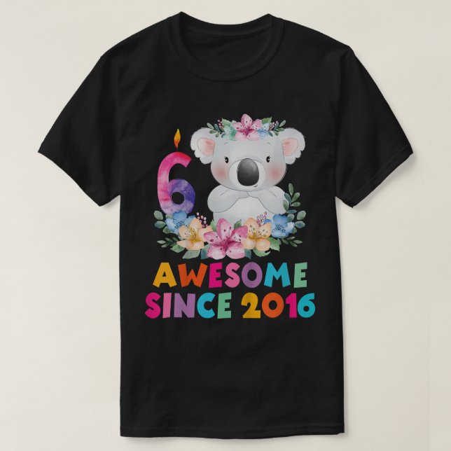 Barn i Cute Koala har 6 års födelsedagsutrustning  T Shirt (Design framsida)
