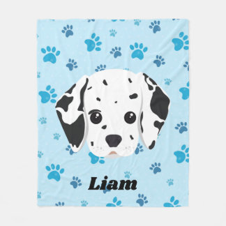 Barn i Dalmatien Blue Paw Print Personlig Kids Fleecefilt