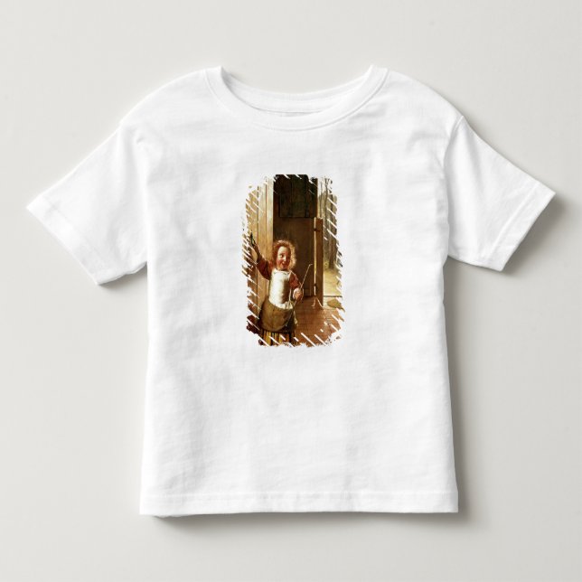 Barn i en dörr med "Colf Sticks" Tee Shirt (Framsida)