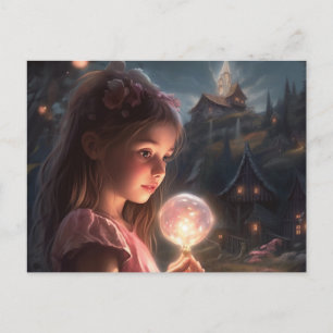 Barn i en Magic Fairy Village Vykort
