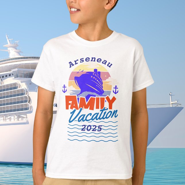 Barn i familjen Cruise Blue/Orange PERSONALIZE T Shirt (Skapare uppladdad)