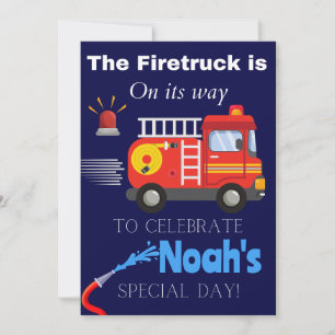 Barn i Firelångtradare + Firefighter Thated Birthd Inbjudningar