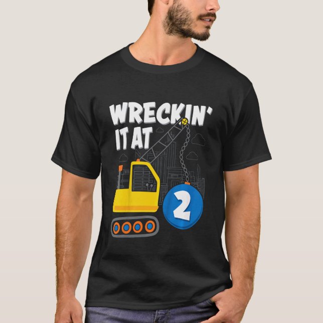 Barn i Fordon för bojfödelsedag 2 år T Shirt (Framsida)