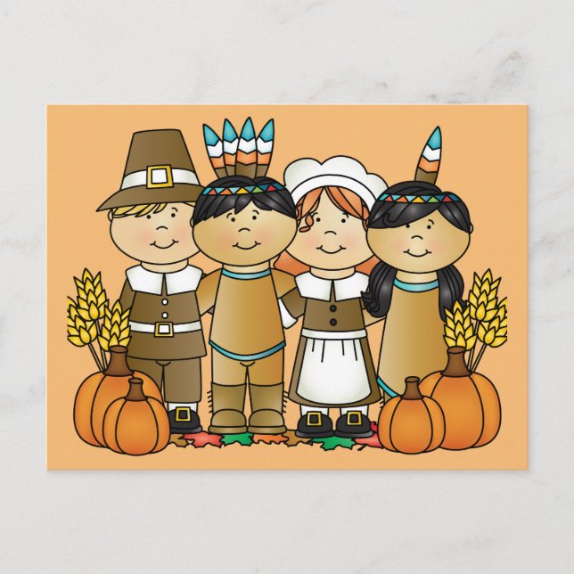 Barn i happy thanksgiving helg vykort (Framsida)