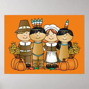 Barn i Happy thanksgiving Poster
