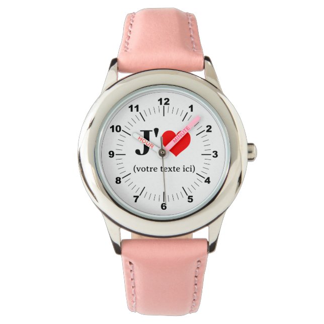 Barn I Heart Rosa Leather Strap Watch Armbandsur (Framsida)