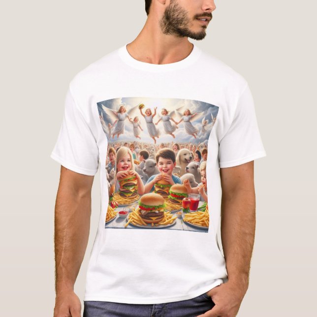 Barn i Heaven Eating Fast Food Haiku T Shirt (Framsida)