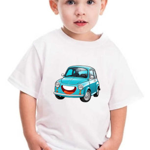 Barn i Himlar Blue Smile Car Prin Kids T Shirt