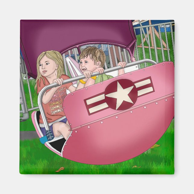 Barn i karnival Whimsical Art Magnet (Framsidan)