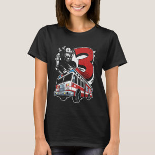 Barn i Lastbil 3:e födelsedagstjocken Brandfighter T Shirt