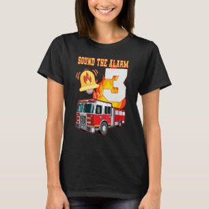 Barn i Lastbil 3:e födelsedagstjocken Brandfighter T Shirt