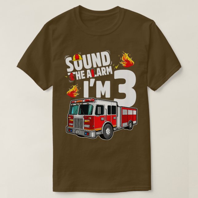Barn i Lastbil 3:e födelsedagstjocken Brandfighter T Shirt (Design framsida)