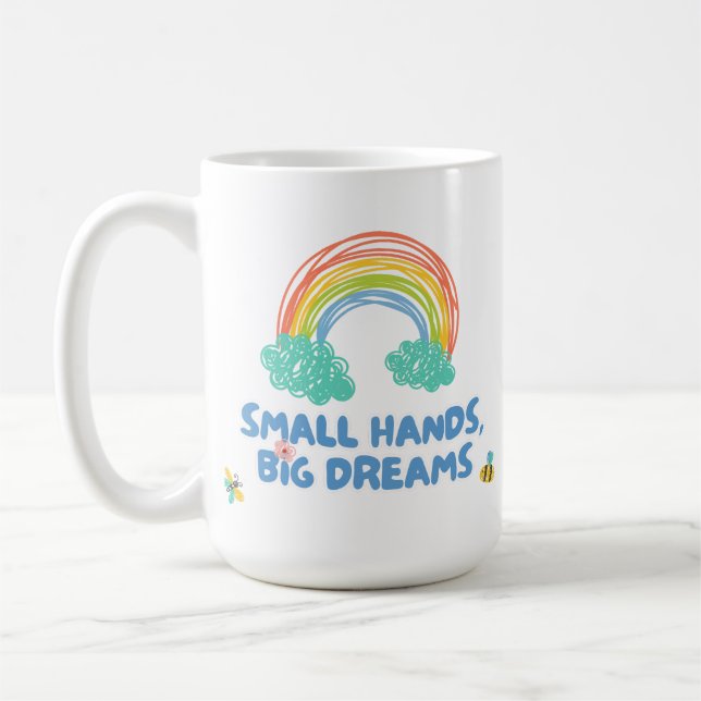 Barn i lycklig dag Small Händer, stora drömmar Kaffemugg (Vänster)